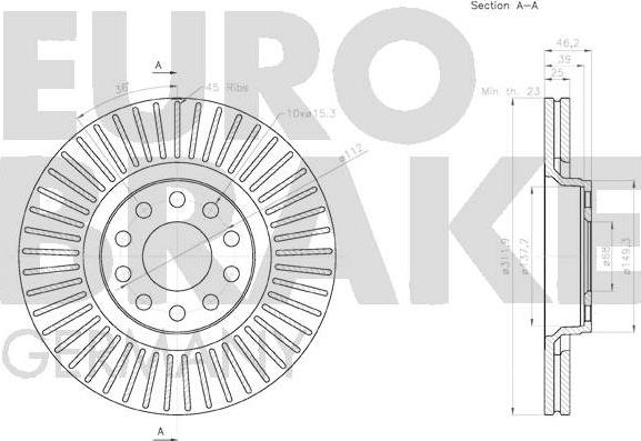 Eurobrake 58152047134 - Bremžu diski autodraugiem.lv