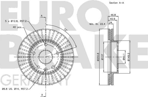 Eurobrake 5815205006 - Bremžu diski autodraugiem.lv