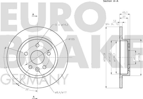 Eurobrake 5815205014 - Bremžu diski autodraugiem.lv