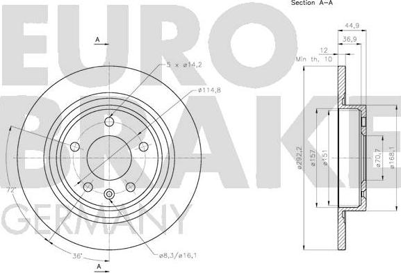 Eurobrake 5815205016 - Bremžu diski autodraugiem.lv