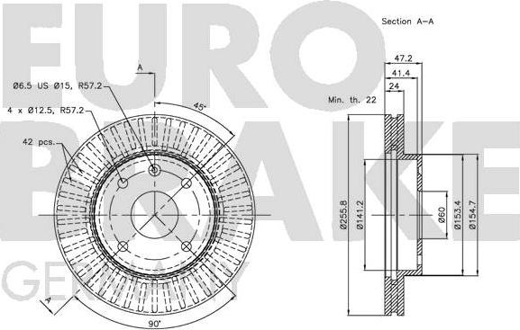 Eurobrake 5815205010 - Bremžu diski autodraugiem.lv