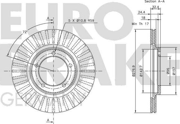 Eurobrake 5815205108 - Bremžu diski autodraugiem.lv