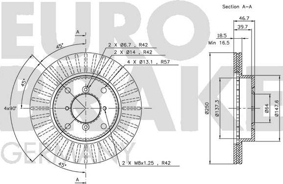 Eurobrake 5815205204 - Bremžu diski autodraugiem.lv