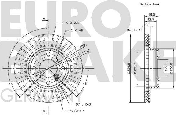 Eurobrake 5815205206 - Bremžu diski autodraugiem.lv