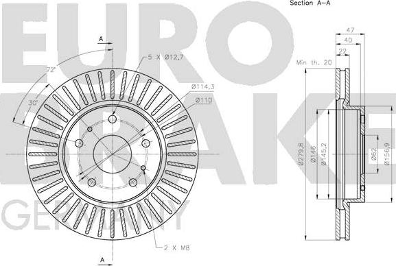 Eurobrake 5815205219 - Bremžu diski autodraugiem.lv