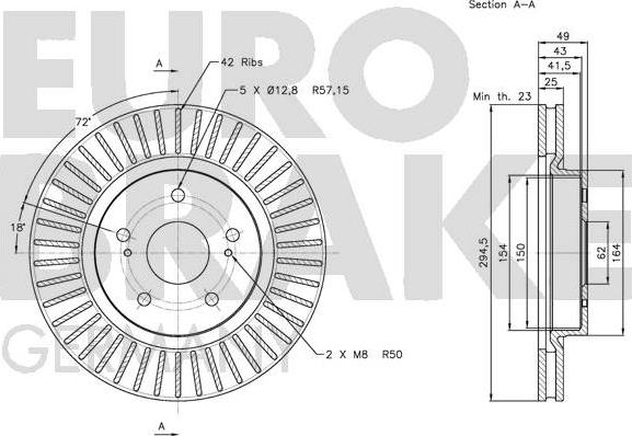 Eurobrake 5815205216 - Bremžu diski autodraugiem.lv