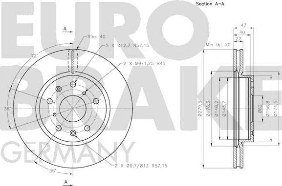 Eurobrake 5815205218 - Bremžu diski autodraugiem.lv