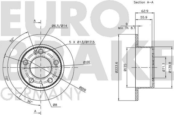 Eurobrake 5815201917 - Bremžu diski autodraugiem.lv