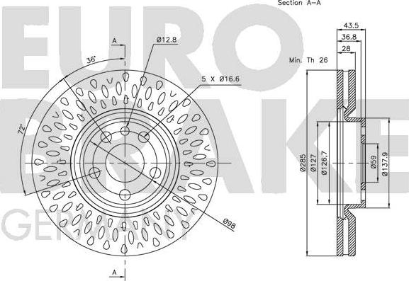 Eurobrake 5815201933 - Bremžu diski autodraugiem.lv