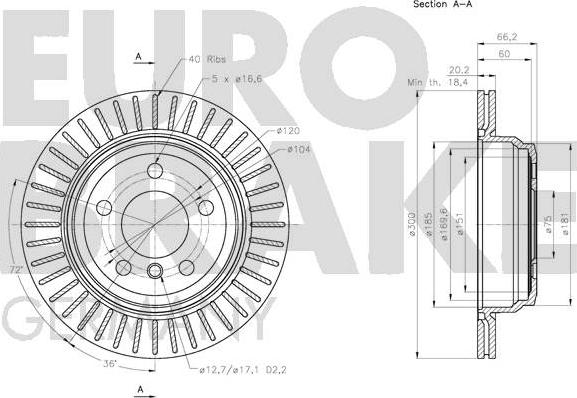 Eurobrake 5815201597 - Bremžu diski autodraugiem.lv