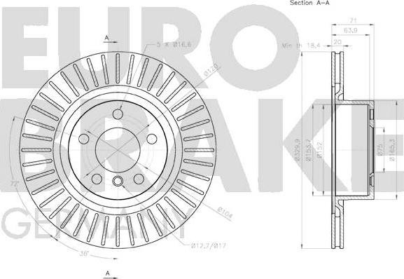 Eurobrake 58152015105 - Bremžu diski autodraugiem.lv