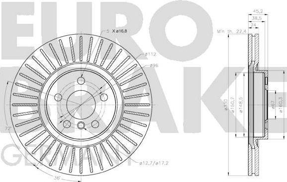 Eurobrake 58152015115 - Bremžu diski autodraugiem.lv