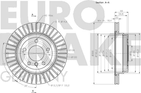 Eurobrake 5815201581 - Bremžu diski autodraugiem.lv