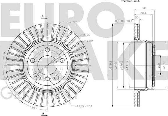 Eurobrake 5815201583 - Bremžu diski autodraugiem.lv