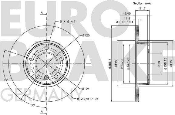 Eurobrake 5815201524 - Bremžu diski autodraugiem.lv