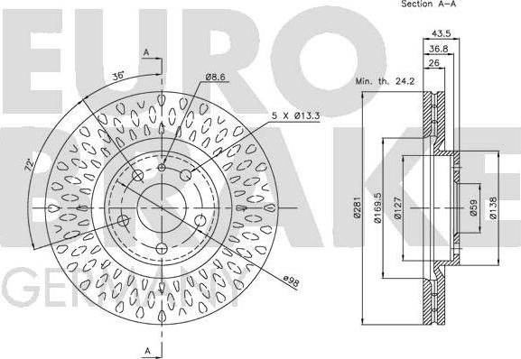 Eurobrake 5815201014 - Bremžu diski autodraugiem.lv