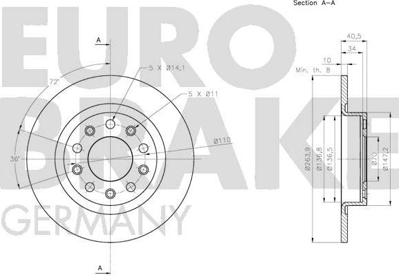 Eurobrake 5815201035 - Bremžu diski autodraugiem.lv