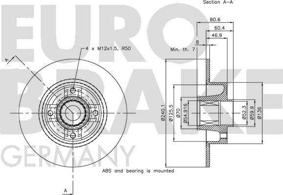Eurobrake 5815203964 - Bremžu diski autodraugiem.lv