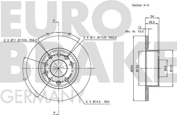 Eurobrake 5815203923 - Bremžu diski autodraugiem.lv