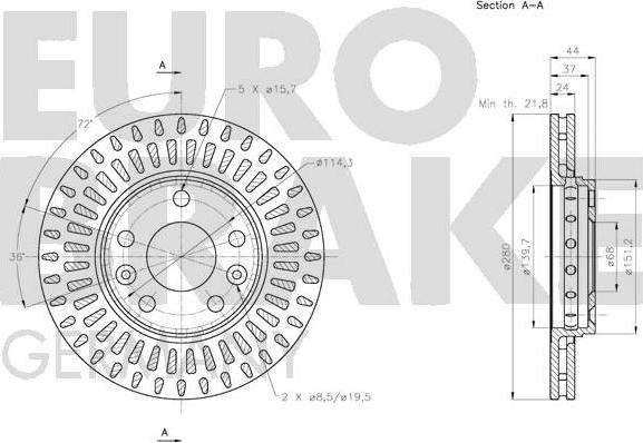 Eurobrake 5815203970 - Bremžu diski autodraugiem.lv