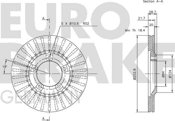 Eurobrake 5815203404 - Bremžu diski autodraugiem.lv