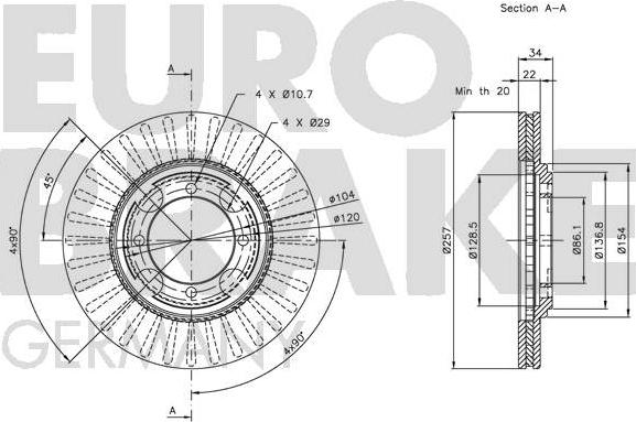 Eurobrake 5815203401 - Bremžu diski autodraugiem.lv