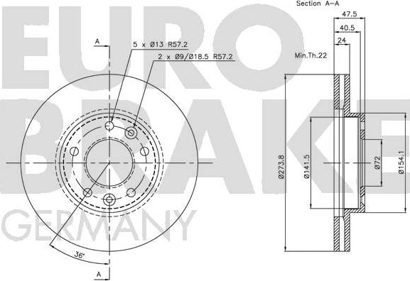 Eurobrake 5815203506 - Bremžu diski autodraugiem.lv