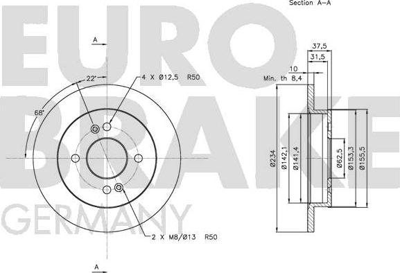 Eurobrake 5815203518 - Bremžu diski autodraugiem.lv