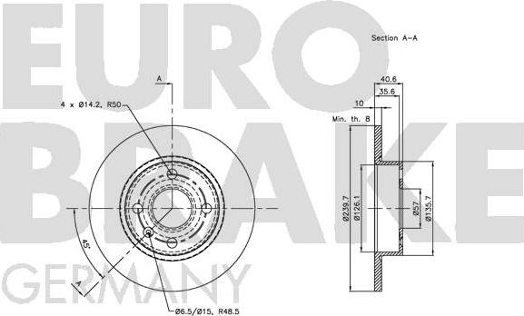 Eurobrake 5815203649 - Bremžu diski autodraugiem.lv