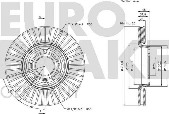 Eurobrake 5815203648 - Bremžu diski autodraugiem.lv