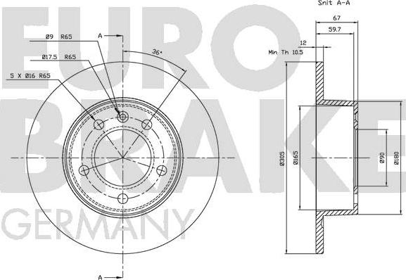 Eurobrake 5815203643 - Bremžu diski autodraugiem.lv