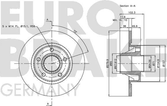 Eurobrake 5815203647 - Bremžu diski autodraugiem.lv