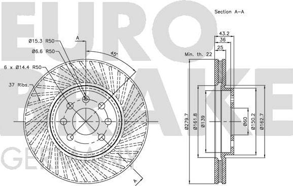 Eurobrake 5815203651 - Bremžu diski autodraugiem.lv