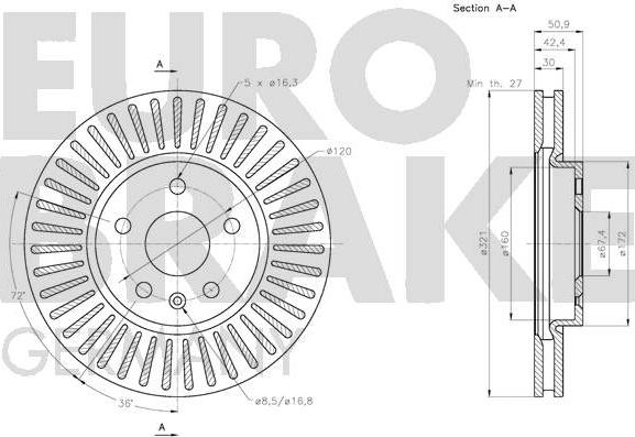 Eurobrake 5815203669 - Bremžu diski autodraugiem.lv