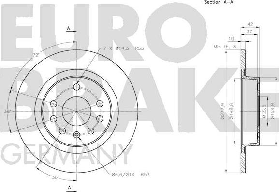 Eurobrake 5815203664 - Bremžu diski autodraugiem.lv