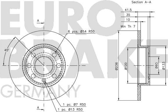 Eurobrake 5815203605 - Bremžu diski autodraugiem.lv
