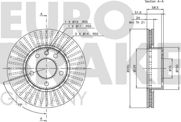 Eurobrake 5815203612 - Bremžu diski autodraugiem.lv