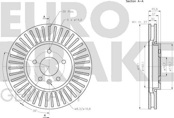 Eurobrake 5815203675 - Bremžu diski autodraugiem.lv