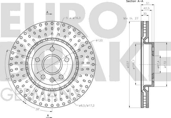 Eurobrake 5815203671 - Bremžu diski autodraugiem.lv