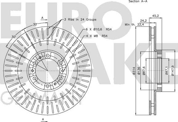 Eurobrake 5815203044 - Bremžu diski autodraugiem.lv