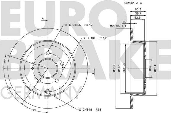 Eurobrake 5815203047 - Bremžu diski autodraugiem.lv