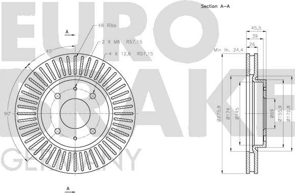 Eurobrake 5815203052 - Bremžu diski autodraugiem.lv