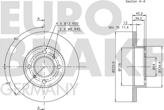 Eurobrake 5815203018 - Bremžu diski autodraugiem.lv