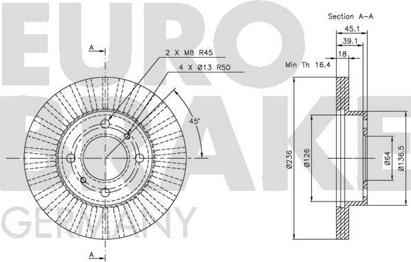 Eurobrake 5815203021 - Bremžu diski autodraugiem.lv