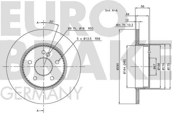 Eurobrake 5815203340 - Bremžu diski autodraugiem.lv