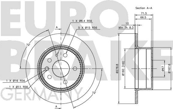 Eurobrake 5815203305 - Bremžu diski autodraugiem.lv