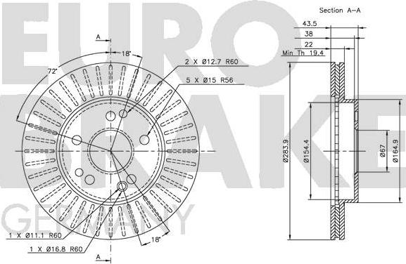 Eurobrake 5815203308 - Bremžu diski autodraugiem.lv