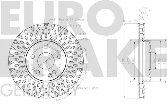 Eurobrake 58152033136 - Bremžu diski autodraugiem.lv