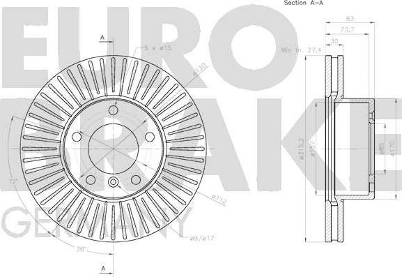 Eurobrake 58152033121 - Bremžu diski autodraugiem.lv