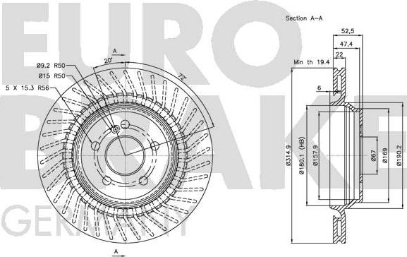 Eurobrake 5815203384 - Bremžu diski autodraugiem.lv